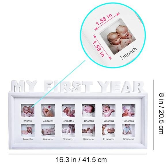 Baby Keepsake Picture Frames My First Year Personalized Photo Frame , White - Picture 7 of 7